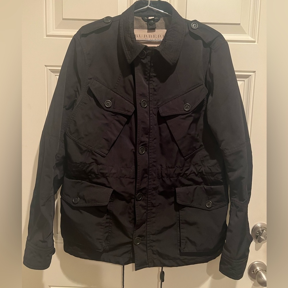 Burberry Brit men’s black field jacket size M button/zip military style